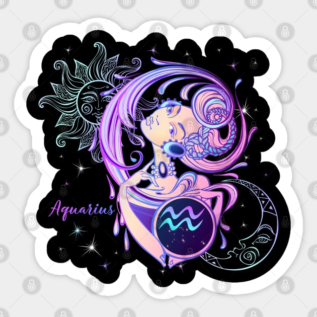 Aquarius Astrology Horoscope Zodiac Sign Illustration Sticker by xena